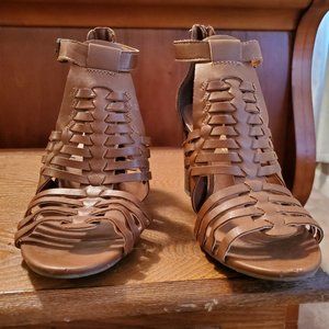 A.E.O. Strappy Heeled Peep Toe Sandals - Size 8